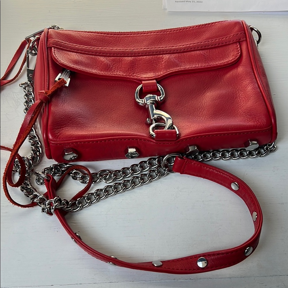 Rebecca Minkoff Red Leather and Silver  hardware Crossbody Bag